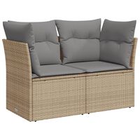 vidaXL Gartensofa mit Kissen 2-Sitzer Beige Poly Rattan