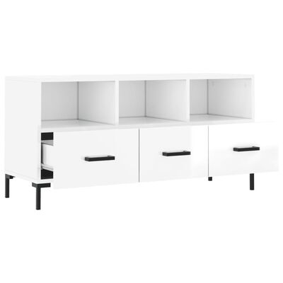 vidaXL TV-Schrank Hochglanz-Weiß 102x36x50 cm Holzwerkstoff