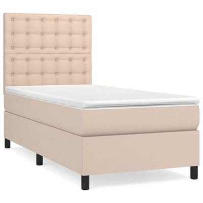 vidaXL Boxspringbett mit Matratze Cappuccino-Braun 80x200cm Kunstleder