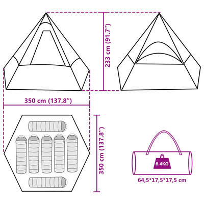 vidaXL Tipi-Campingzelt 7 Personen Blau Wasserdicht