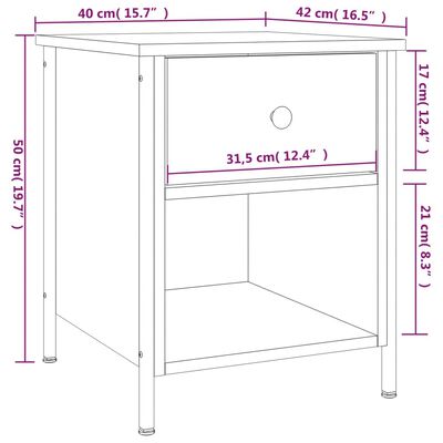 vidaXL Nachttische 2 Stk. Schwarz 40x42x50 cm Holzwerkstoff