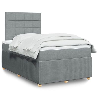 vidaXL Boxspringbett mit Matratze Hellgrau 120x190 cm Stoff