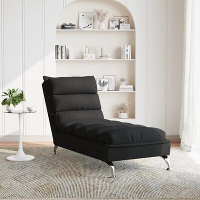 vidaXL Chaiselongue mit Kissen Schwarz Stoff