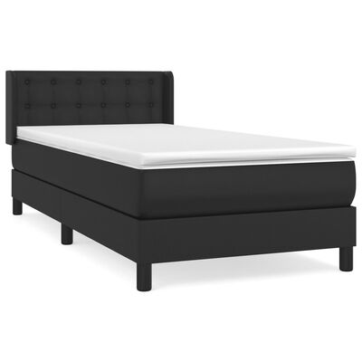 vidaXL Boxspringbett mit Matratze Schwarz 100x200 cm Kunstleder