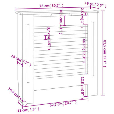 vidaXL MDF Heizkörperverkleidung Schwarz 78 cm