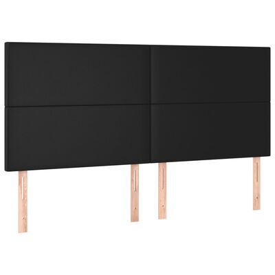 vidaXL LED Kopfteil Schwarz 180x5x118/128 cm Kunstleder