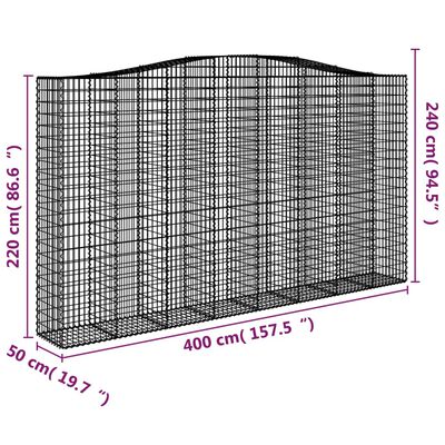 vidaXL Gabionen mit Hochbogen 6 Stk. 400x50x220/240cm Verzinktes Eisen