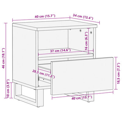 vidaXL Nachttische 2 Stk. 40x34x46 cm Massivholz Mango