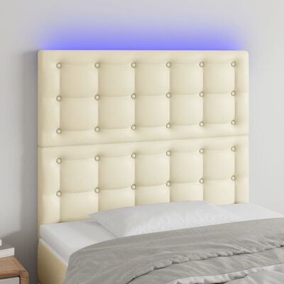 vidaXL LED Kopfteil Creme 100x5x118/128 cm Kunstleder