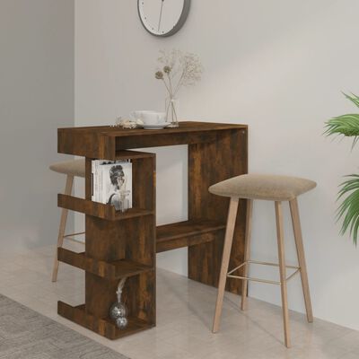 vidaXL Bartisch mit Regal Räuchereiche 100x50x101,5 cm Holzwerkstoff