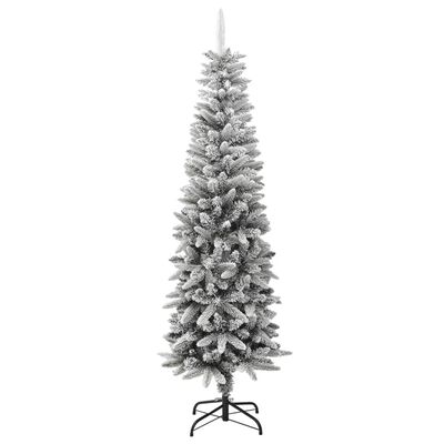 vidaXL Künstlicher Weihnachtsbaum Beschneit Schlank 180 cm PVC&PE