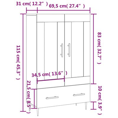 vidaXL Highboard Sonoma-Eiche 69,5x31x115 cm Holzwerkstoff