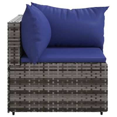 vidaXL Garten-Ecksofas mit Kissen 2 Stk. Grau Poly Rattan