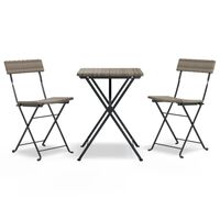 vidaXL 3-tlg. Bistro-Set Klappbar Grau Poly Rattan