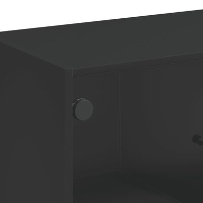 vidaXL Beistellschrank mit Glastüren Schwarz 68x37x75,5 cm