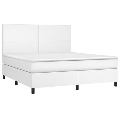 vidaXL Boxspringbett mit Matratze & LED Weiß 180x200 cm Kunstleder