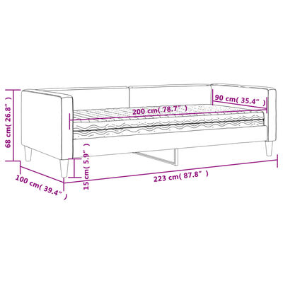 vidaXL Tagesbett mit Matratze Schwarz 90x200 cm Stoff