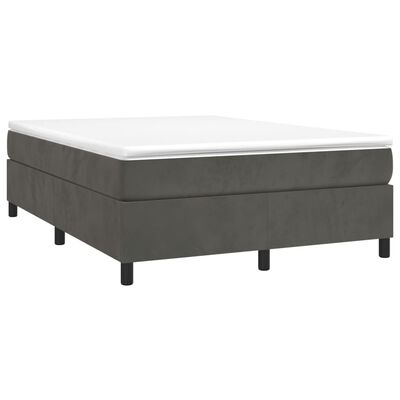 vidaXL Boxspringbett mit Matratze Dunkelgrau 140x200 cm Samt