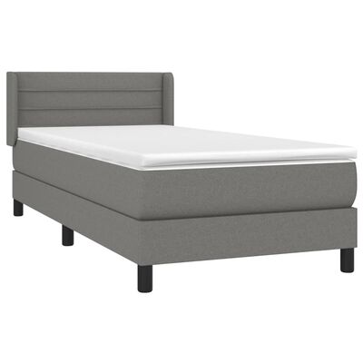 vidaXL Boxspringbett mit Matratze Dunkelgrau 90x190 cm Stoff