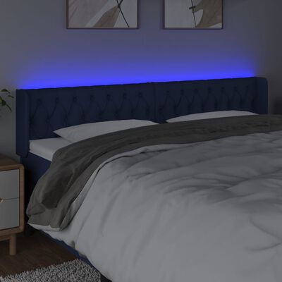 vidaXL LED Kopfteil Blau 183x16x78/88 cm Stoff