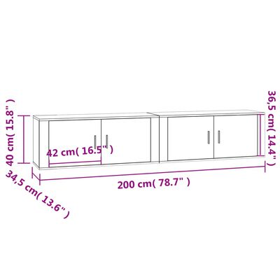 vidaXL TV-Wandschränke 2 Stk. Räuchereiche 100x34,5x40 cm