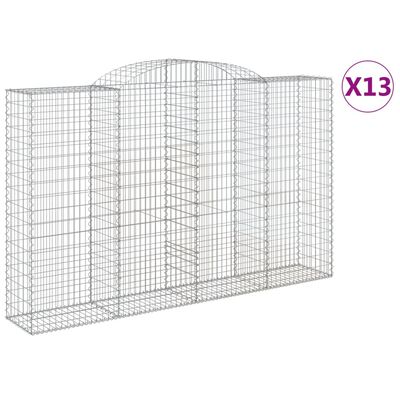 vidaXL Gabionen mit Hochbogen 13 Stk 300x50x180/200cm Verzinktes Eisen