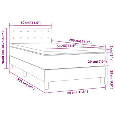 vidaXL Boxspringbett mit Matratze Hellgrau 80x200 cm Stoff