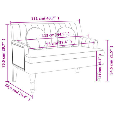 vidaXL Sitzbank mit Kissen Dunkelgrau 113x64,5x75,5 cm Stoff