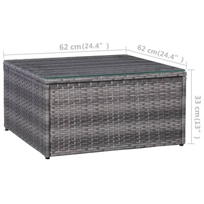 vidaXL 5-tlg. Garten-Sofagarnitur mit Polstern & Kissen Poly Rattan Grau