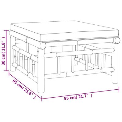 vidaXL 8-tlg. Garten-Lounge-Set mit Cremeweißen Kissen Bambus