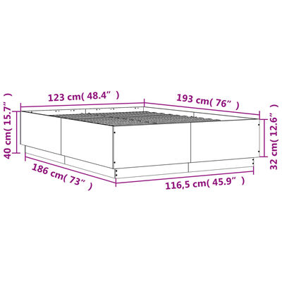 vidaXL Bettgestell mit LED Sonoma-Eiche 120x190 cm Holzwerkstoff