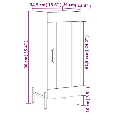 vidaXL Sideboard Grau Sonoma 34,5x34x90 cm Holzwerkstoff