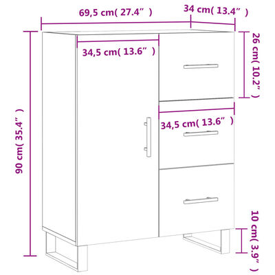 vidaXL Sideboard Betongrau 69,5x34x90 cm Holzwerkstoff