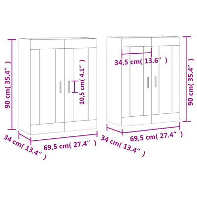 vidaXL Wandschränke 2 Stk. Schwarz Holzwerkstoff