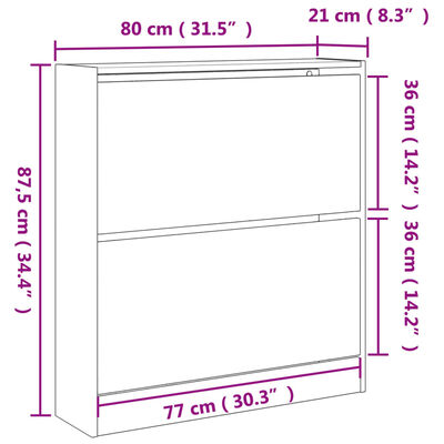 vidaXL Schuhschrank Räuchereiche 80x21x87,5 cm Holzwerkstoff