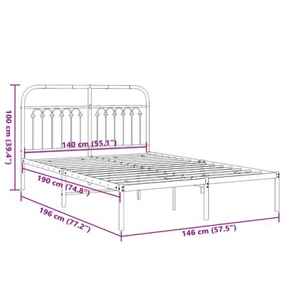 vidaXL Bettgestell mit Kopfteil Metall Weiß 140x190 cm