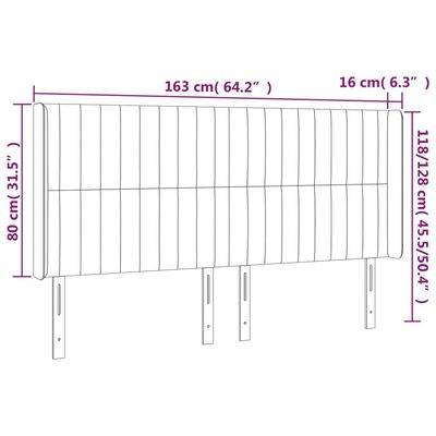 vidaXL LED Kopfteil Dunkelgrün 163x16x118/128 cm Samt