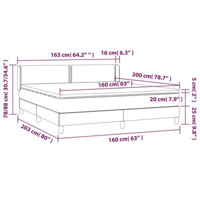 vidaXL Boxspringbett mit Matratze Dunkelblau 160x200 cm Samt