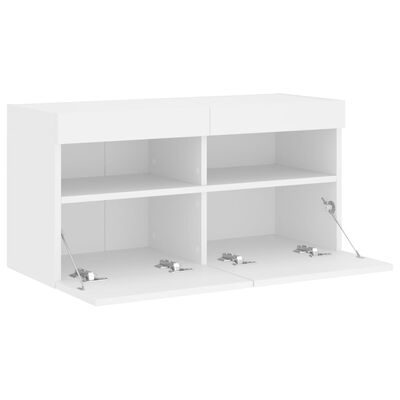 vidaXL TV-Wandschrank mit LED-Leuchten Weiß 80x30x40 cm