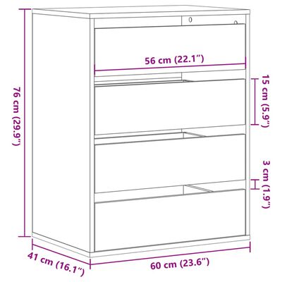 vidaXL Kommode Sonoma-Eiche 60x41x76 cm Holzwerkstoff