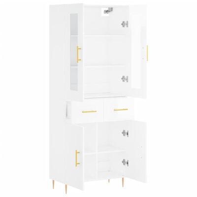 vidaXL Highboard Hochglanz-Weiß 69,5x34x180 cm Holzwerkstoff