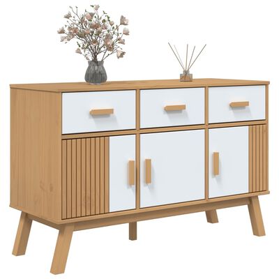 vidaXL Sideboard OLDEN Weiß und Braun 114x43x73,5 cm Massivholz Kiefer