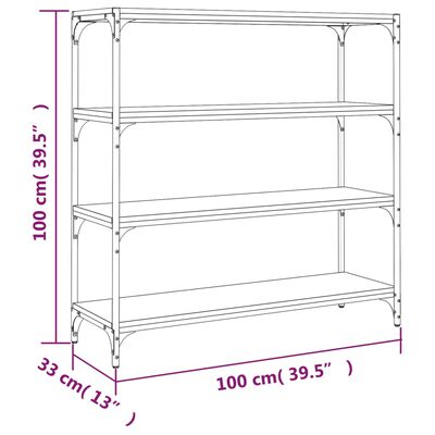 vidaXL Bücherregal Schwarz 100x33x100 cm Holzwerkstoff und Stahl