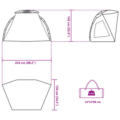 vidaXL Strandzelt 2 Personen Seegrün Quick Release Wasserdicht