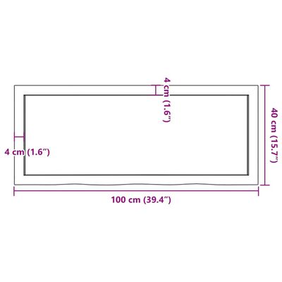 vidaXL Waschtischplatte Dunkelbraun 100x40x(2-6)cm Massivholz