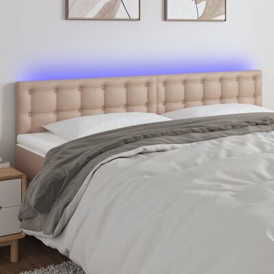 vidaXL LED Kopfteil Cappuccino-Braun 180x5x78/88 cm Kunstleder