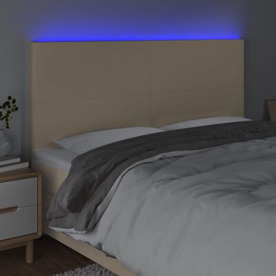 vidaXL LED Kopfteil Creme 180x5x118/128 cm Stoff