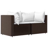 vidaXL Garten-Ecksofas mit Kissen 2 Stk. Braun Poly Rattan