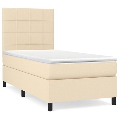 vidaXL Boxspringbett mit Matratze Creme 80x200 cm Stoff