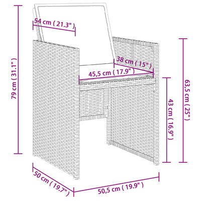 vidaXL 11-tlg. Garten-Essgruppe mit Kissen Hellgrau Poly Rattan